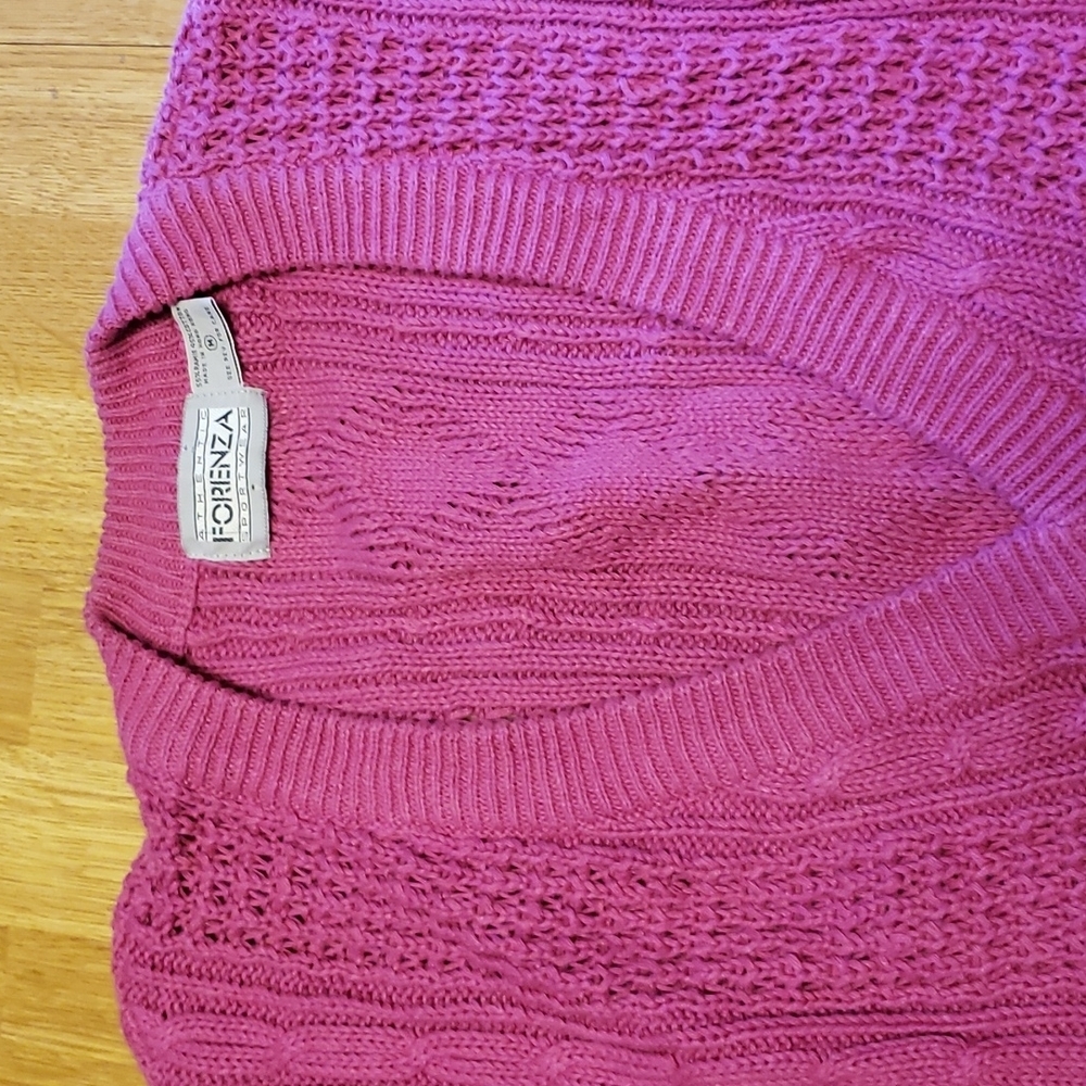 VTG Forenza 80s/90s v-neck cable knit sweater vest pink size medium - Picture 3 of 5